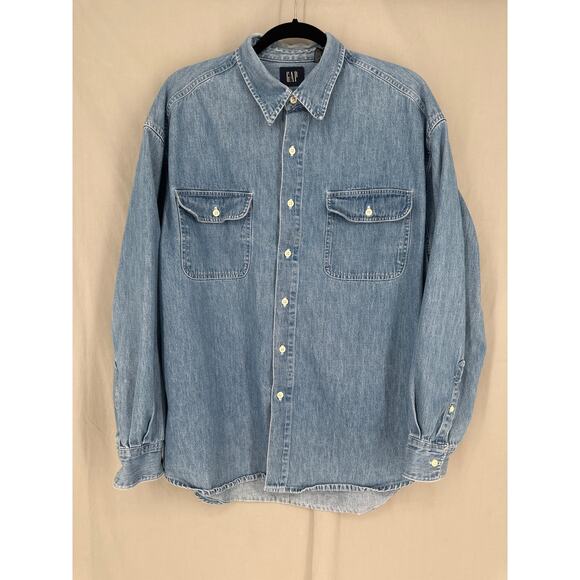 GAP Other - 90s Vintage Shirt Mens Large Denim Button Long Sleeve GAP Classic Western Cotton